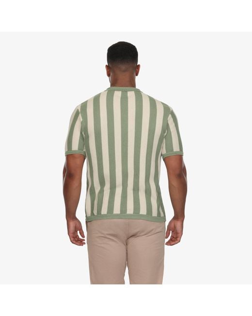 Vustra Multicolor Retro Striped Knit Camp Shirt for men