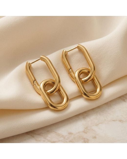 Harfi Metallic 18Ct Plated Convertible Paperclip Drop Earrings