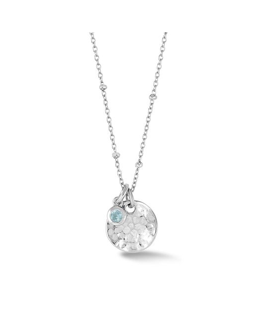 Dower & Hall Metallic Hammered Disc & Aquamarine Array Necklace