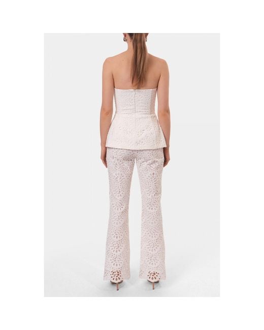 AGGI by HALEWSKI White Ally Off Embroidered Lace Pants