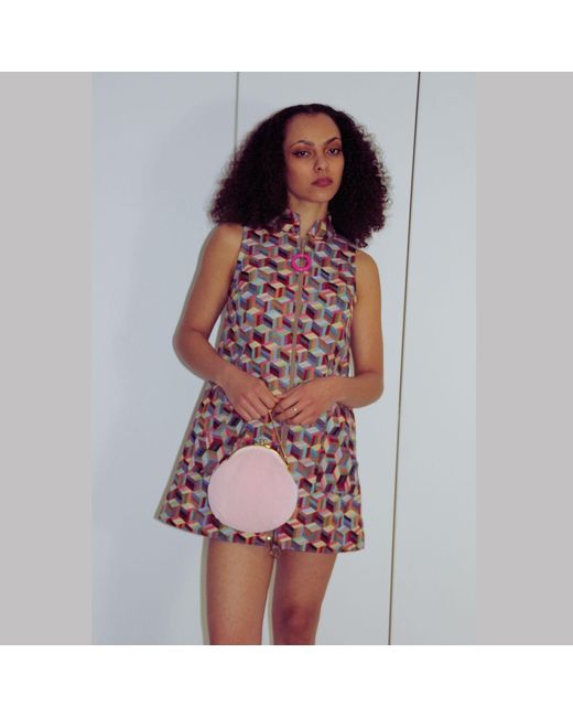 Couture to Your Door Blue Mod Mini Geometric Aline Tapestry Dress