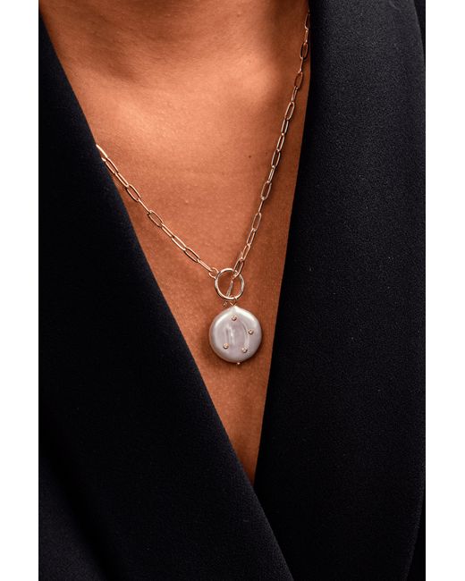 Zynnia Collective Metallic Studded Pearl Necklace