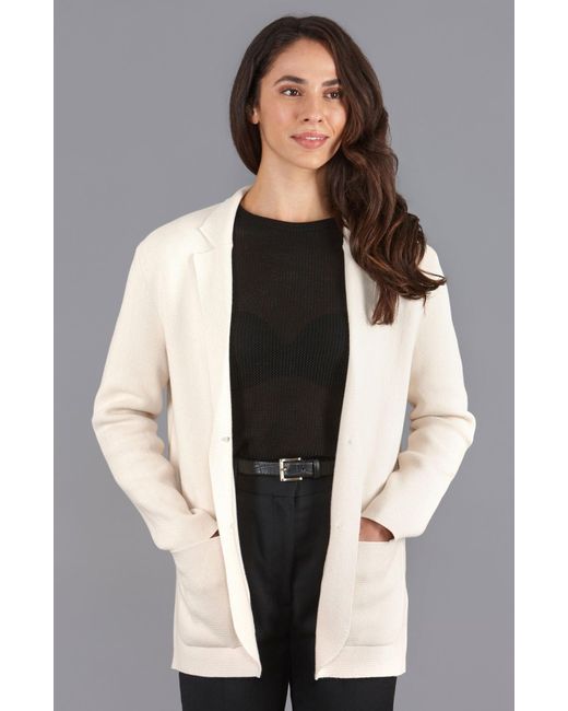 Paul James Knitwear Gray Neutrals Midweight Cotton Tara Relaxed Fit Knitted Blazer