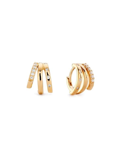 Aaria London Metallic Trinity Huggie Illusion Earrings