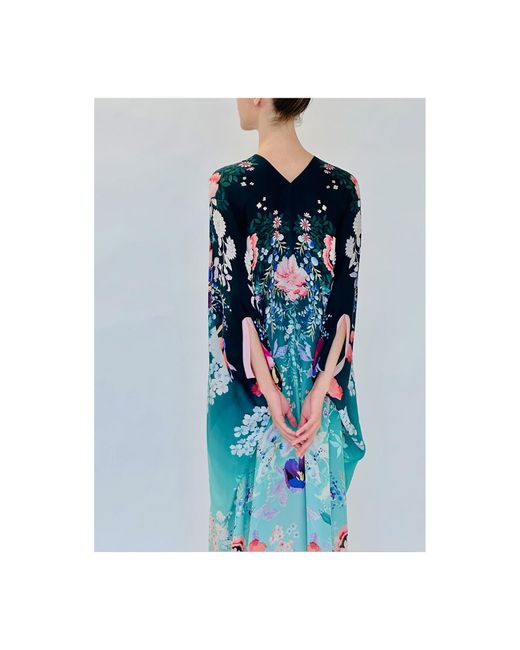 Meng Blue Ombre Silk Georgette Kaftan