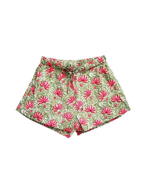 Lime Tree Design Red Jaipur Floral And Pink Shorts