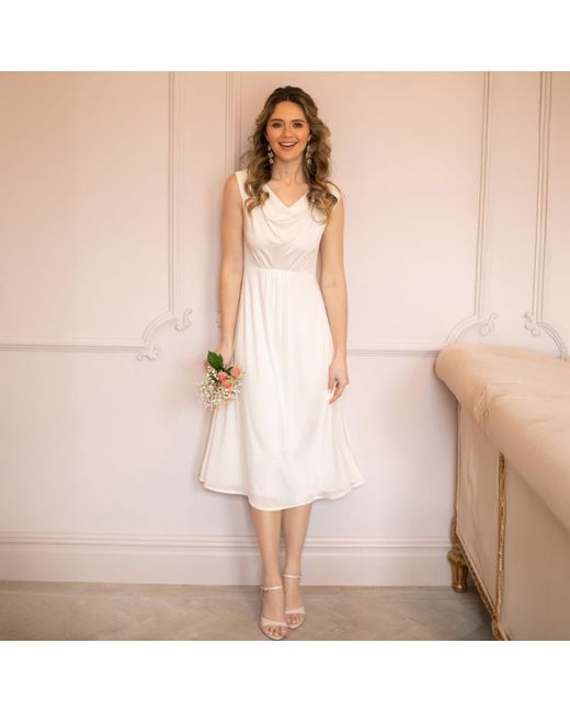 Alie Street London White Darcie Cowl Neck Dress
