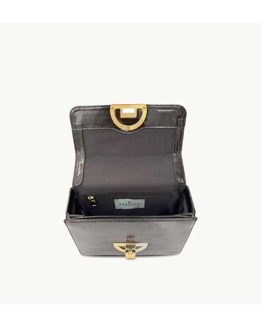 Apatchy London Black The Tilly Chocolate Crinkle Patent Leather Bag
