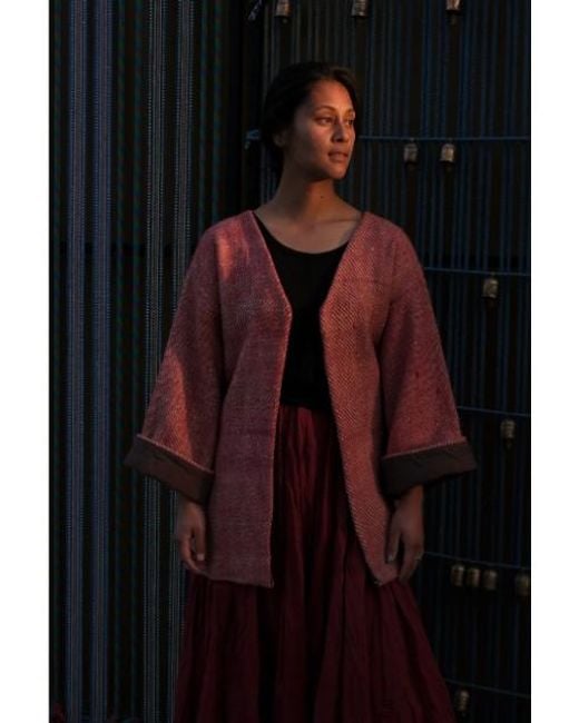Charkha & Loom Red Rosefinch Kimono
