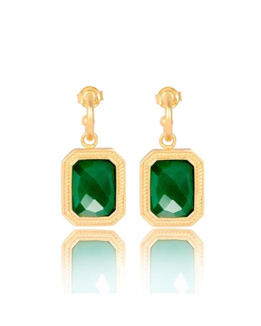 Lila Rasa Green Rectangular Emerald Crystal Hoops
