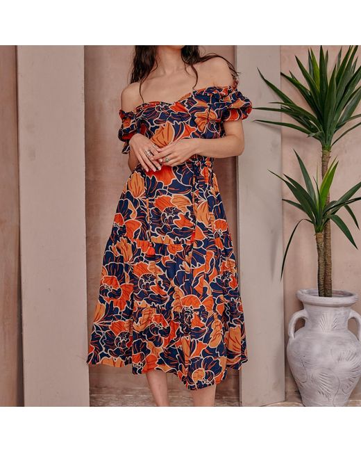 LAtelier London Red Zara Bardot Midi Dress