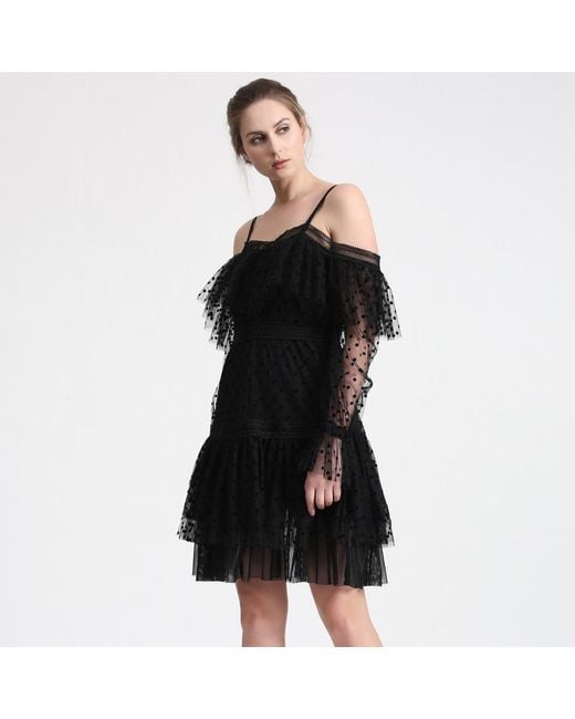 Smart and Joy Black Negligee Style Dress