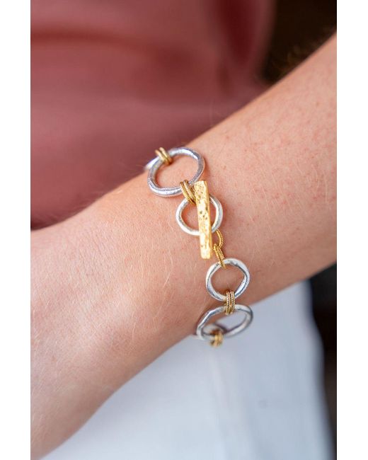 Loni Paul Jewelry Metallic Mixed Metal Sculpted Circle Bracelet
