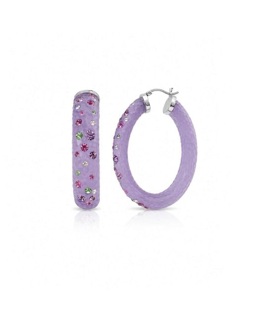 Gold & Honey Purple Large Oval Confetti Hoop Earrings