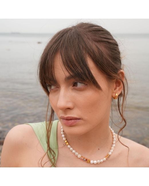 LINYA JEWELLERY Metallic Lina Drop Stone Huggie Earrings