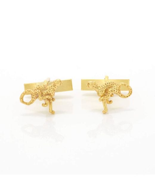 Simon Kemp Jewellers Metallic Cheetah Cufflinks Eighteen Carat On Sterling for men
