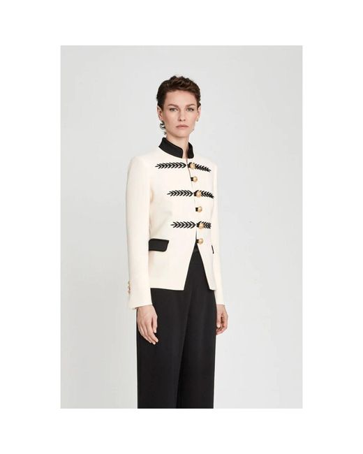 The Extreme Collection White Neutrals Ivory Military Blazer With Embroidery Renata 01