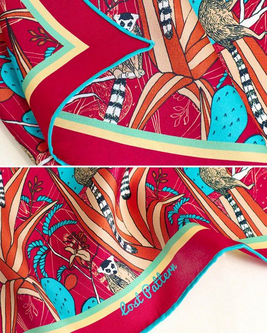 Lost Pattern Red Madagascar Silk Bandana