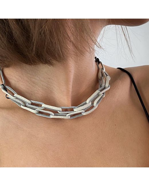 WAIWAI White Multifunctional Leather Chain Necklace Off