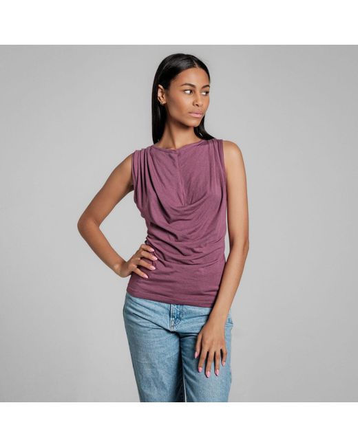Imaatu Purple Onu Top Berry Sculpting Elastic Bamboo Sustainable Waterfall Drape