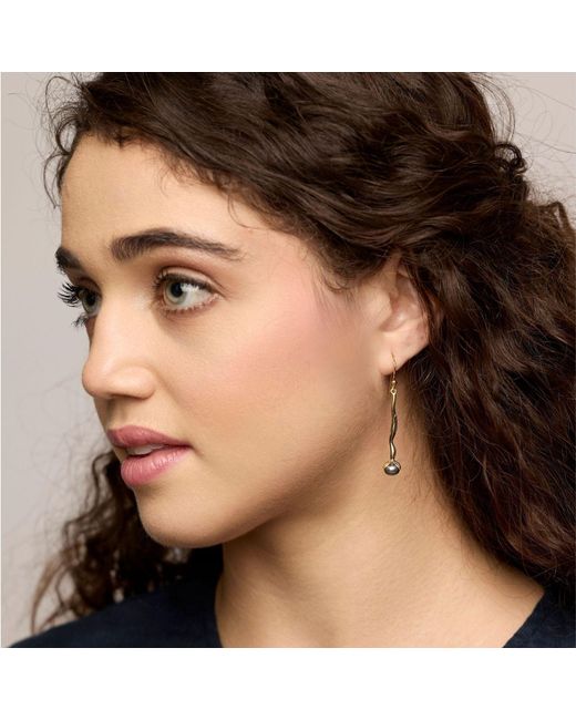 Isla Silver Metallic Molten Pearl Drop Earrings