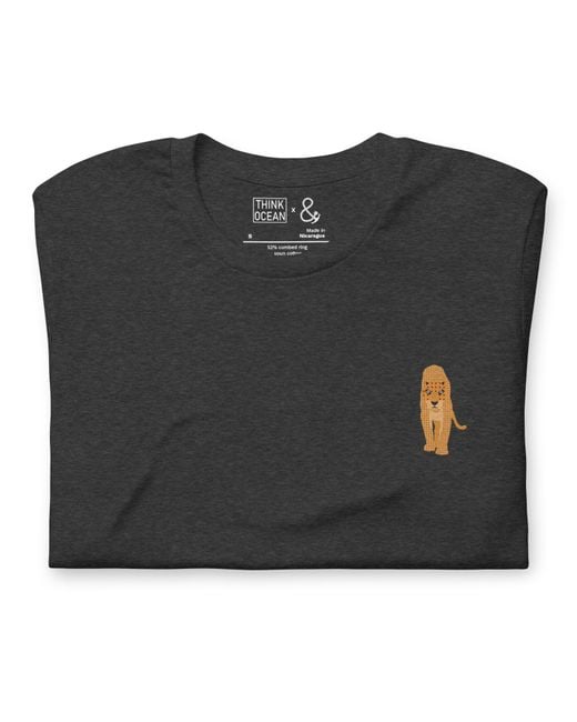 Anchor and Crew Black Heather Think Ocean Leopard Aspirations Cotton Embroidered T-Shirt
