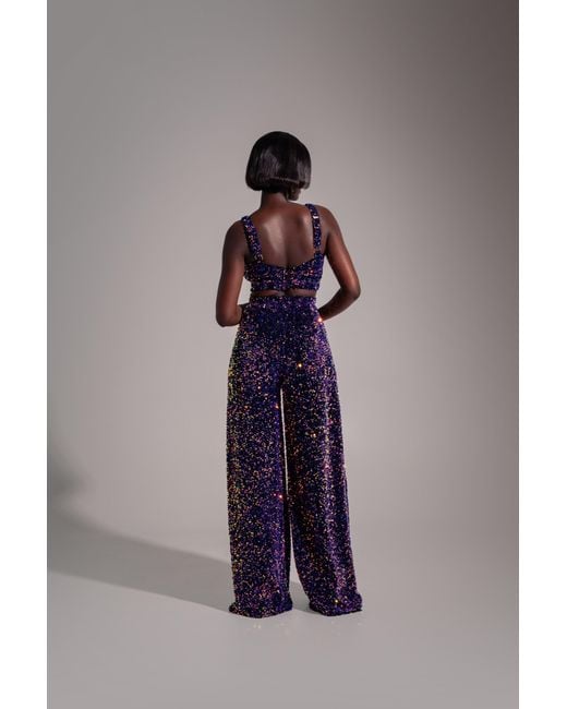 Ofuure Blue Liza Sequin Bra Top