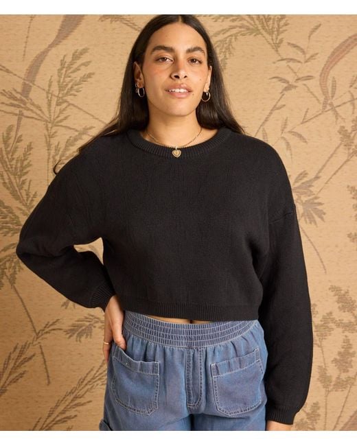 Known Supply Black Drop Shoulder Cropped Sweater