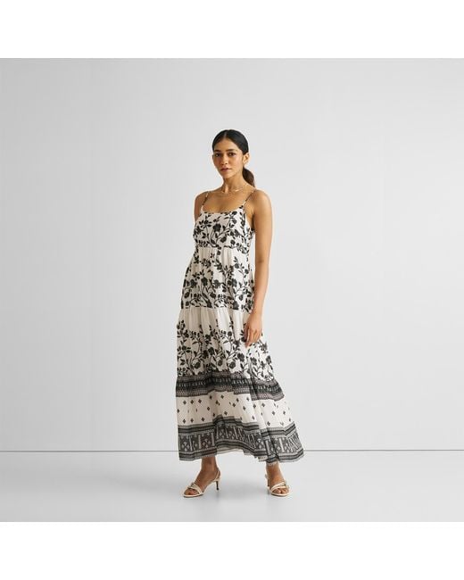 REISTOR White Strappy Tiered Maxi Crepe Dress
