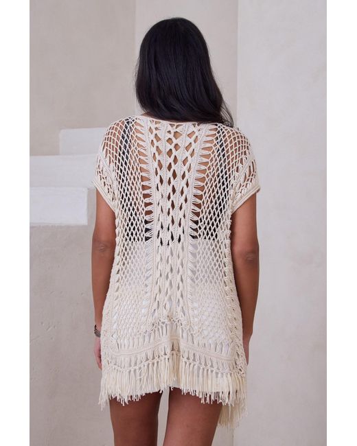 Saachi Natural Moondial Crochet Kimono