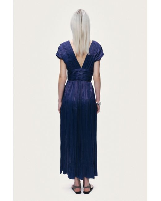 Nocturne Blue Sleeveless V-Neck Midi Dress