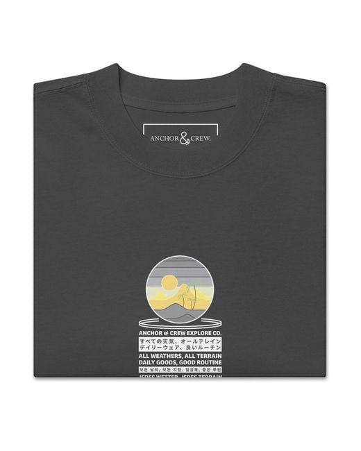 Anchor and Crew Black Faded Desert Surf Explore Co. Oversized Cotton T-Shirt