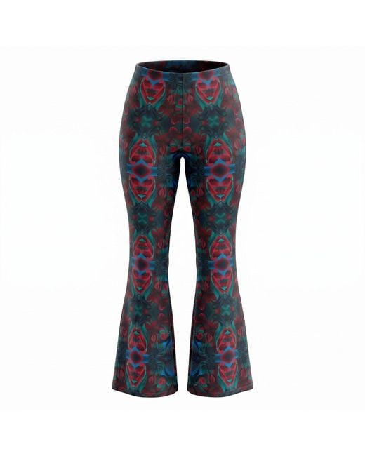 Janara Jones Blue Autumn Paisley Print High-Waisted Volk Flared Pants