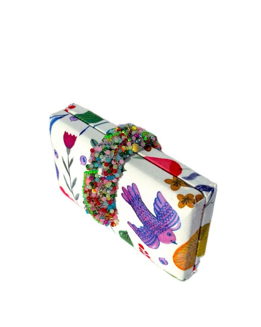 Simitri Multicolor Garden Party Beaded Fringe Clutch