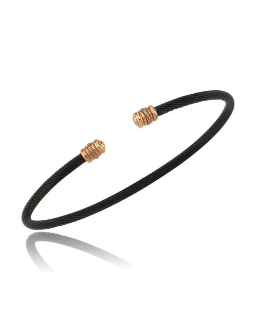 Ecce | Artisan Diamonds Brown 14K Solid Tipped Twist Bangle Bracelet