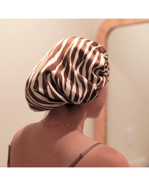 Soft Strokes Silk Brown Pure Mulberry Silk Double Layer Bonnet Zebra