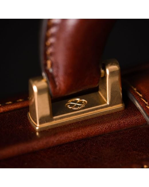 Time Resistance Brown Large Leather Briefcase for men