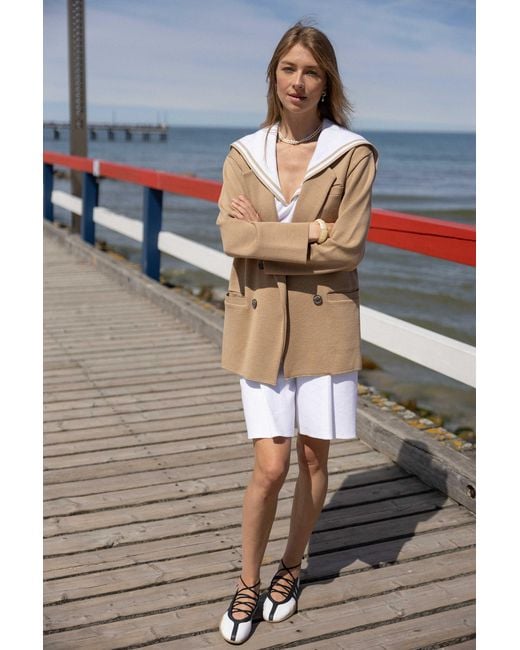 SALANIDA Natural Forza Knitted 100% Merino Blazer Beige