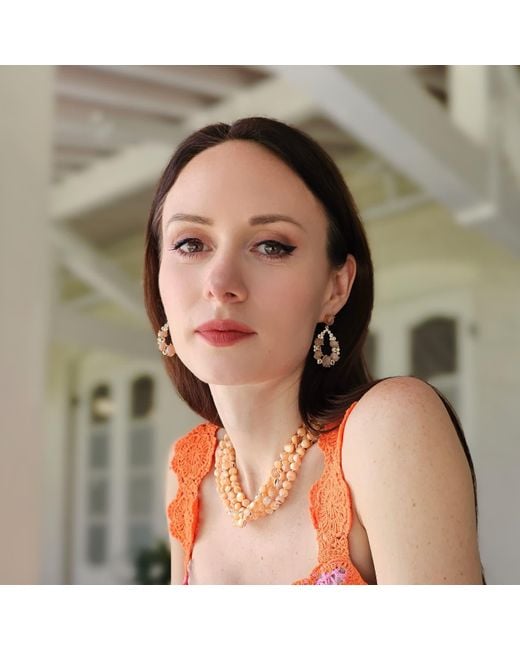 Farra Metallic Sunstone Statement Earrings