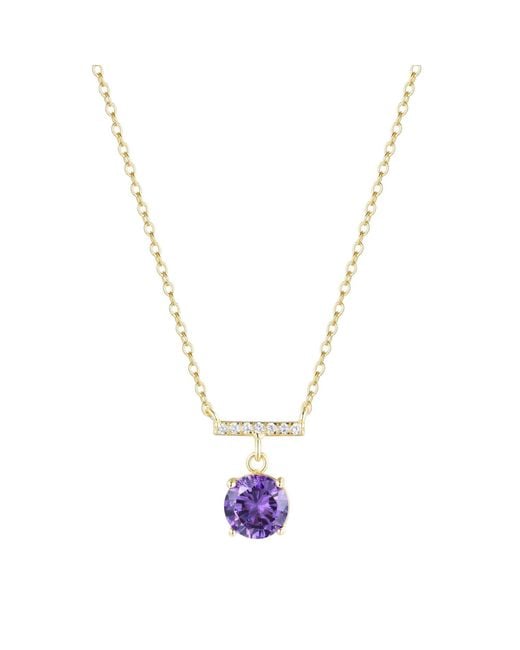 KAMARIA Metallic Birthstone Solitaire & Crystal Bar Necklace