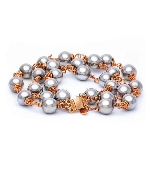 Rejected Hearts Club Metallic La Princesa Hematite Beaded Bracelet With Magnetic Clasp