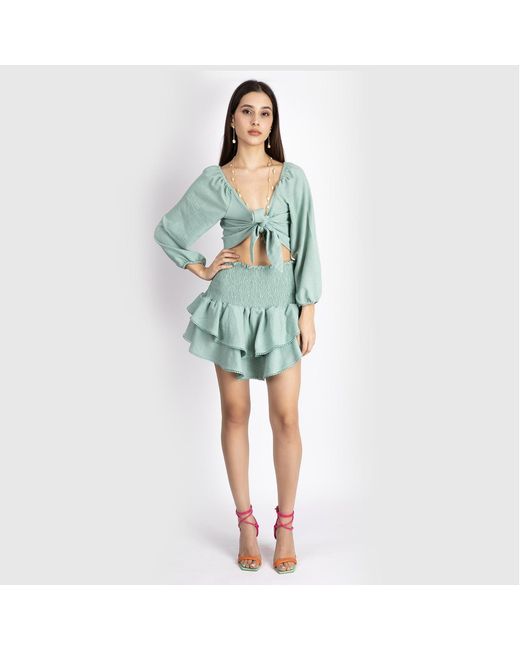 Ilvi Blue Melena Crop Blouse & Skirt Set