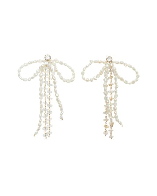 Lavani Jewels White Aurora Ribbon Pearl Earrings