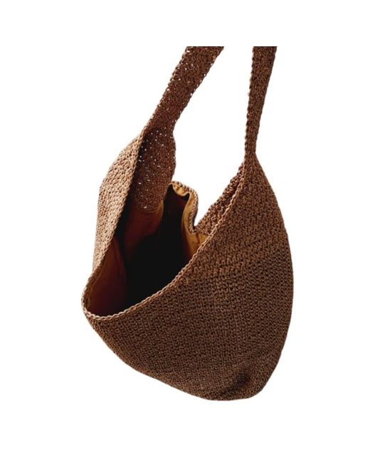 Springmoonatelier Brown Raffia Shoulder Bag