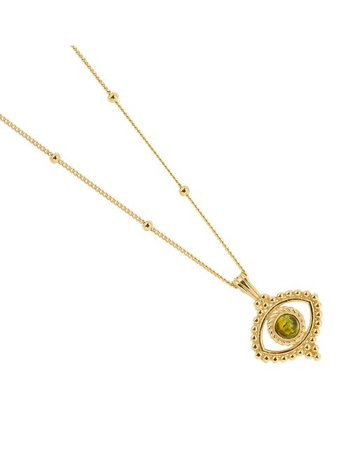 Ebru Jewelry Metallic Tourmaline Evil Eye Pendant On A Stylish Chain Necklace