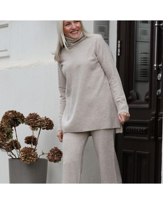 tirillm Gray Neutrals Andrea Merino Wool Loose Fitted Trouser- Melange