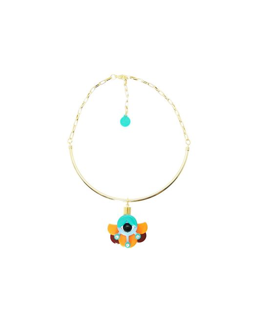 Gissa Bicalho Metallic Acrylic Handmade Necklace Choker Petunia