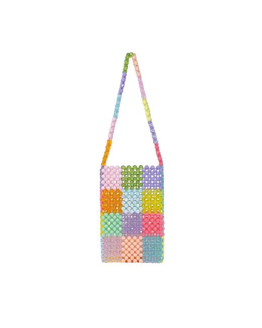 Tillie Beads White Shoulder Strap Mini Bead Bag