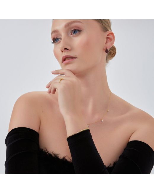 Spero London Metallic Plated Sterling Four Leaf Clover Necklace