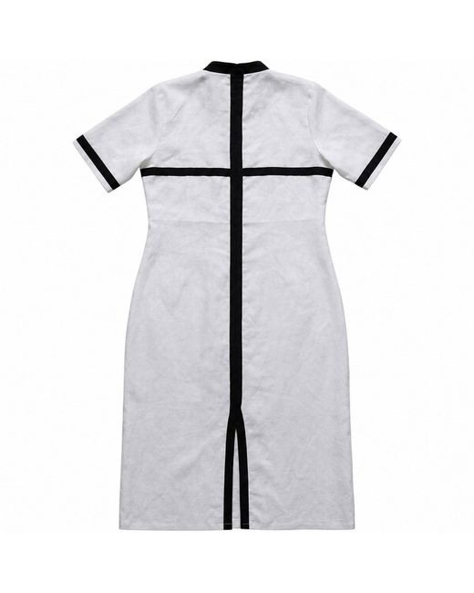 Zasta Studio White Linen Contrast Trim Maxi Dress A